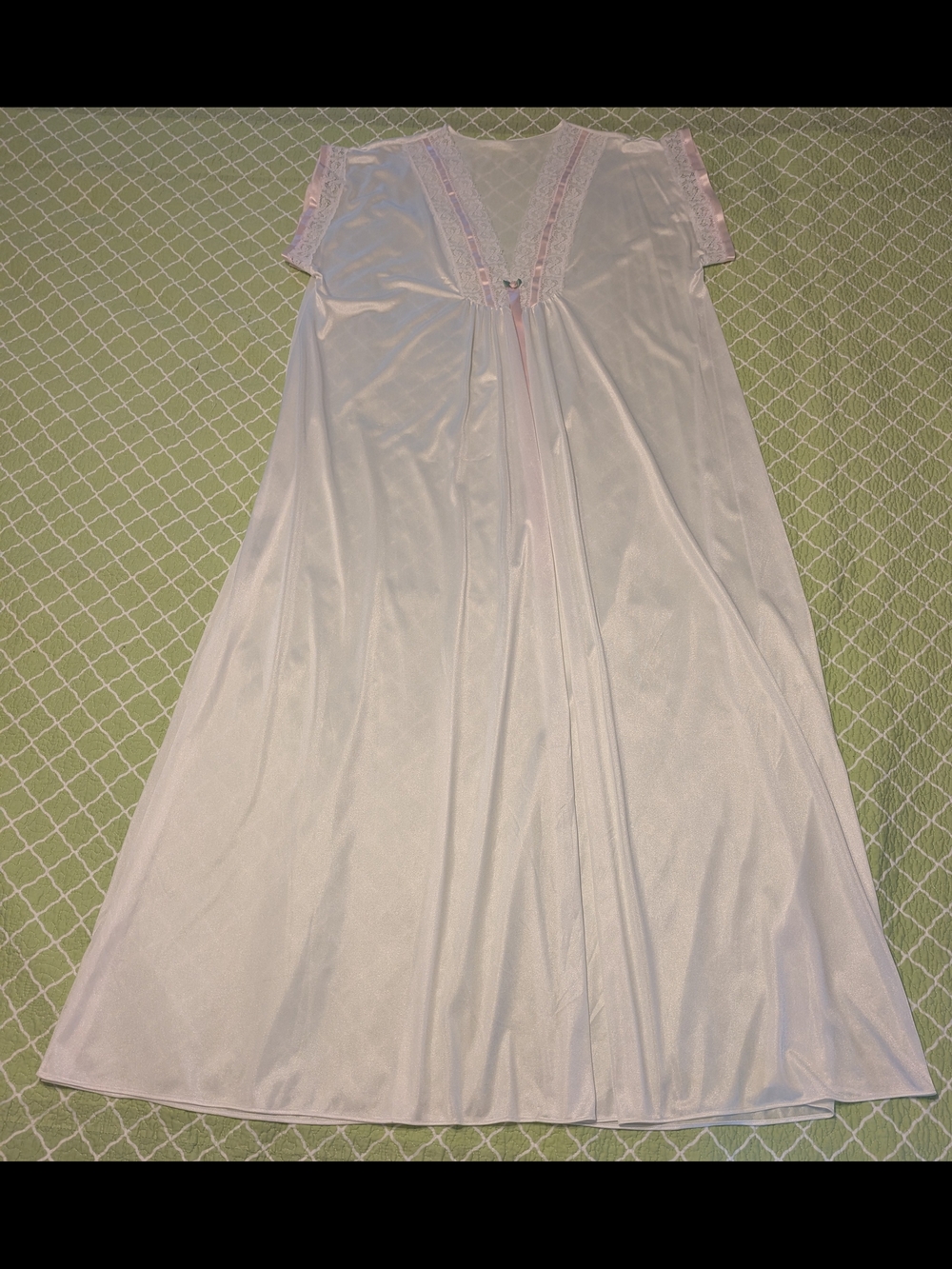Soft Pink Lace-Accent Full-Length Nightgown